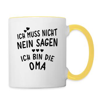 Ich bin die Oma - Tasse zweifarbig - Weiß/Gelb - Rechts
