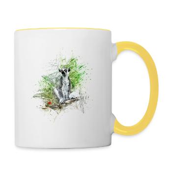 Lémurien - Mug contrasté - blanc/jaune - Droite