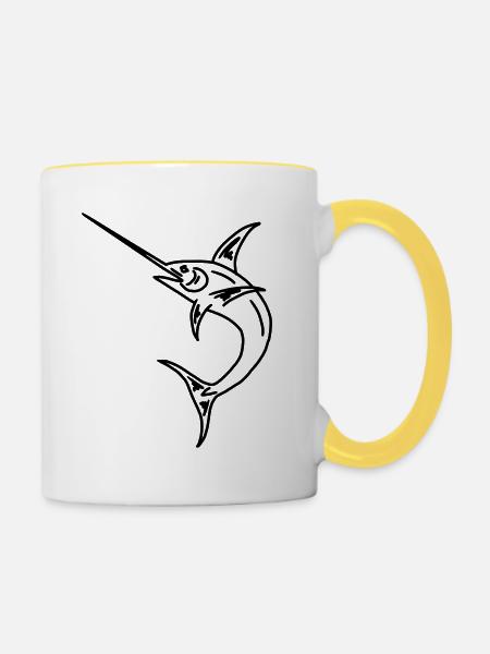 Schwertfisch - Tasse zweifarbig - Weiß/Gelb