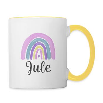 Sweet rainbow with name - Jule - Contrasting Mug - white/yellow - Right
