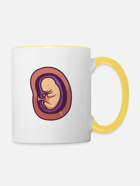 Ein Baby im Mutterleib. - Tasse zweifarbig - Weiß/Gelb