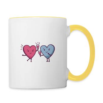 Herzen teilen Wein - Tasse zweifarbig - Weiß/Gelb - Rechts