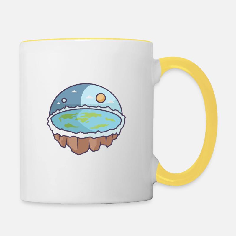 Flat Earth - Contrasting Mug - white/yellow