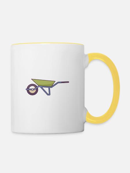Schubkarre - Tasse zweifarbig - Weiß/Gelb