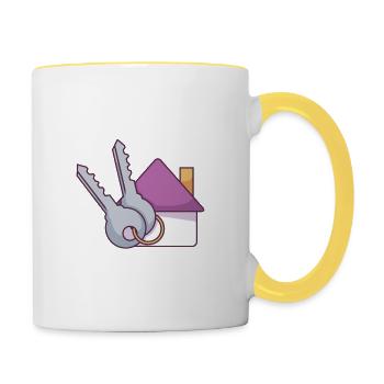 Hausschlüssel - Tasse zweifarbig - Weiß/Gelb - Rechts