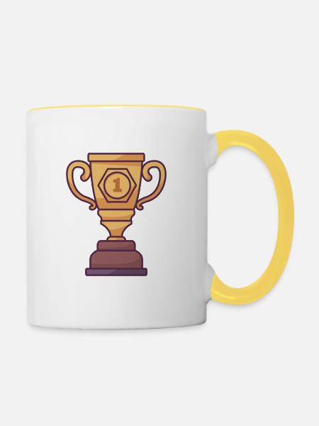 Marathon-Trophäe - Tasse zweifarbig - Weiß/Gelb