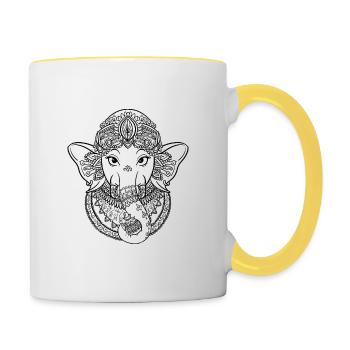 Ganesh spirituel sportif - Mug contrasté - blanc/jaune - Droite
