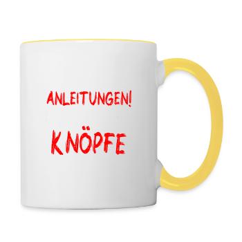 Ich lese keine Anleitungen! Ich drücke Knöpfe bis - Tasse zweifarbig - Weiß/Gelb - Rechts