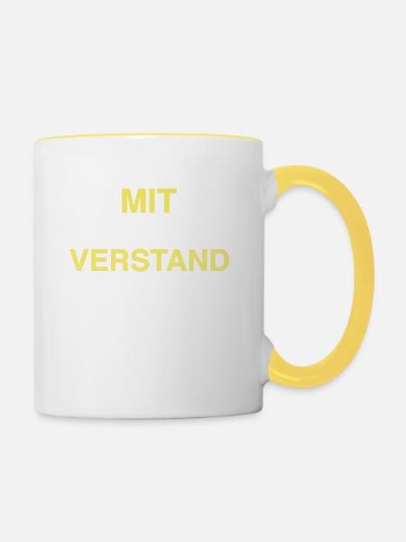 Mit Gips und Verstand. - Tasse zweifarbig - Weiß/Gelb