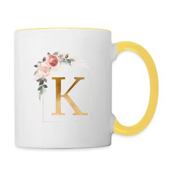 Customizable Monogram K Flower Arch - Contrasting Mug - white/yellow - Right