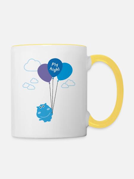 Nilpferd - Fly High - Tasse zweifarbig - Weiß/Gelb