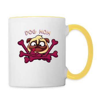 Hund Mama - Tasse zweifarbig - Weiß/Gelb - Rechts