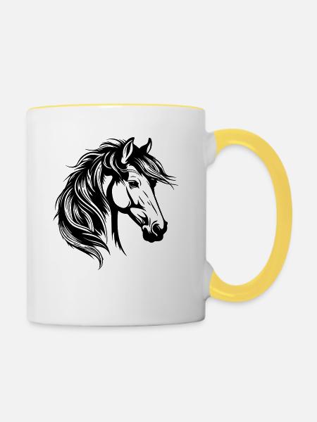 Pferdeliebe - Tasse zweifarbig - Weiß/Gelb