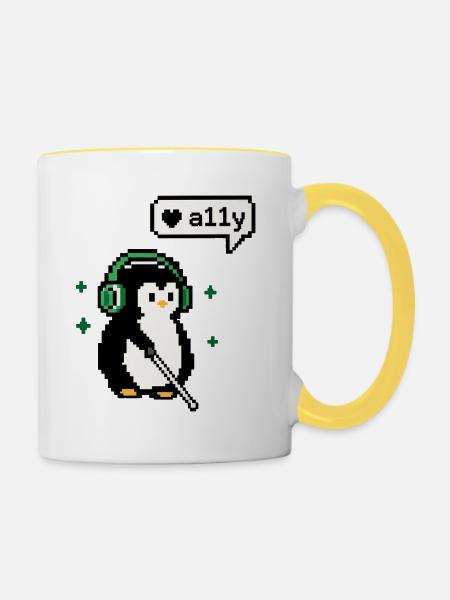 A11y Penguin - Pixel Accessibility - Tasse zweifarbig - Weiß/Gelb