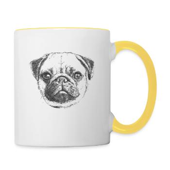 PUG | MOPS - DRAWN - Contrasting Mug - white/yellow - Right