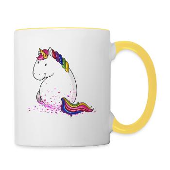Confetti unicorn comic - Contrasting Mug - white/yellow - Right