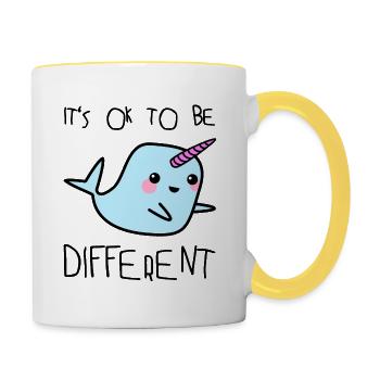 Baleine licorne suess cadeau BE DIFFERENT - Mug contrasté - blanc/jaune - Droite