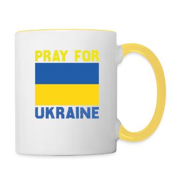 No War In Ukraine I Pray For Ukraine - Contrasting Mug - white/yellow - Right