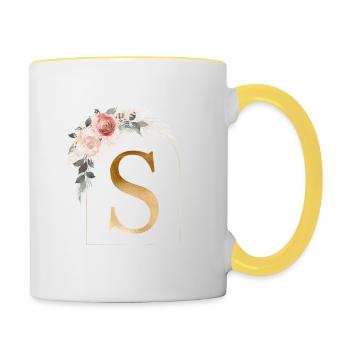 Monogram S Flower Arch personnalisable - Mug contrasté - blanc/jaune - Droite