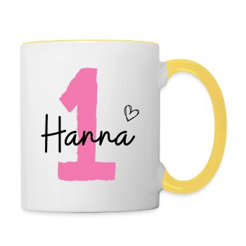 Hanna eins - Tasse zweifarbig - Weiß/Gelb - Rechts