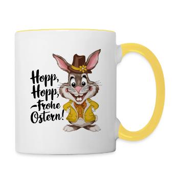 Hop, hop, Joyeuses Pâques ! - Mug contrasté - blanc/jaune - Droite