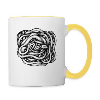 Schlange unendlich - Tasse zweifarbig - Weiß/Gelb - Rechts