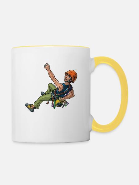 Kletterer (Sportkletterer) 2 - Tasse zweifarbig - Weiß/Gelb