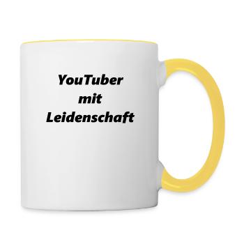 YouTuber mit Leidenschaft - Tasse zweifarbig - Weiß/Gelb - Rechts