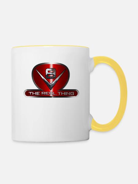 V8 Motor - Tasse zweifarbig - Weiß/Gelb