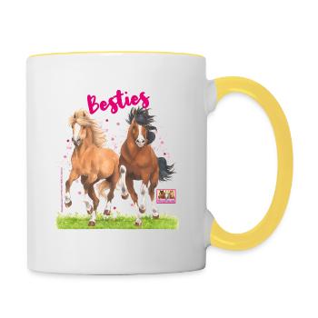 Pferdefreunde Besties Westfale & Haflinger - Tasse zweifarbig - Weiß/Gelb - Rechts