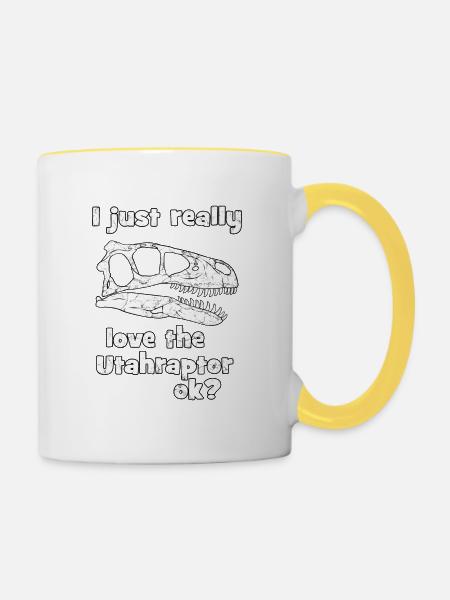 Utahraptor - Tasse zweifarbig - Weiß/Gelb