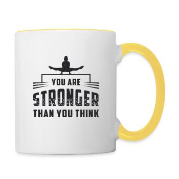 Kunstturnen Turnen Sport Reck Stufenbarren Barren - Tasse zweifarbig - Weiß/Gelb - Rechts