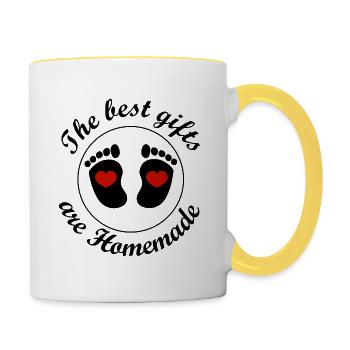 Les cadeaux des futurs parents sont faits maison - Mug contrasté - blanc/jaune - Droite
