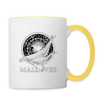 Buckelwale Malediven - Tasse zweifarbig - Weiß/Gelb - Rechts