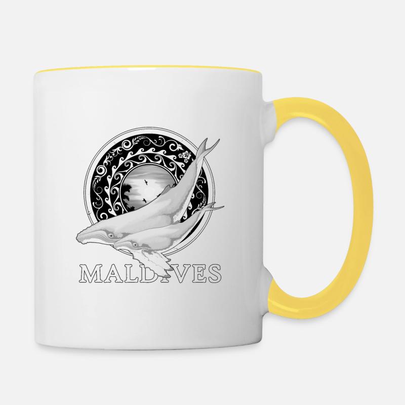 Buckelwale Malediven - Tasse zweifarbig - Weiß/Gelb