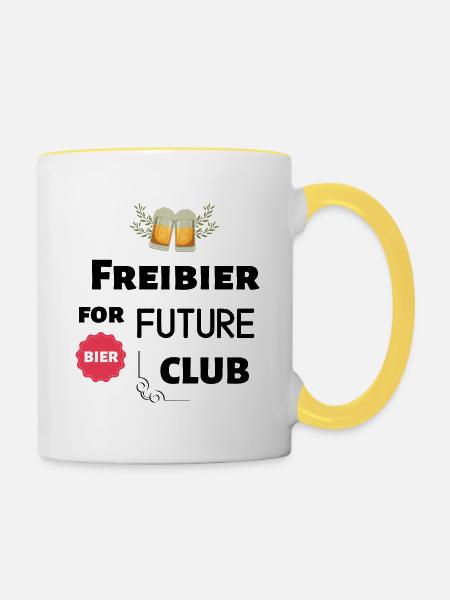 Freibier for Future Club - Tasse zweifarbig - Weiß/Gelb