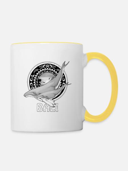 Buckelwale Bali Indonesien - Tasse zweifarbig - Weiß/Gelb
