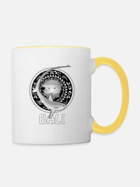 Drescherhai Bali Indonesien - Tasse zweifarbig - Weiß/Gelb