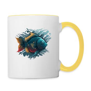 Fish Illustration - Contrasting Mug - white/yellow - Right