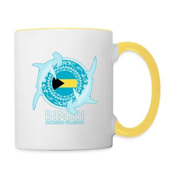 Bimini hammerhead shark - Contrasting Mug - white/yellow - Right