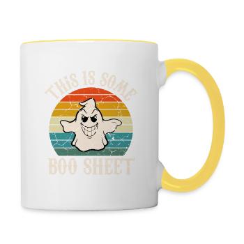 Dies ist Boo Sheet Ghost Retro Halloween Kostüm - Tasse zweifarbig - Weiß/Gelb - Rechts