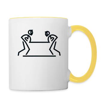 deux personnes faisant de l'escrime - Mug contrasté - blanc/jaune - Droite