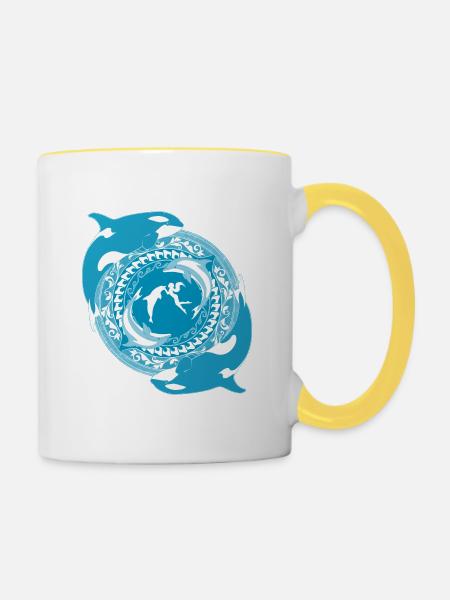 Tochter von Poseidon - Tasse zweifarbig - Weiß/Gelb