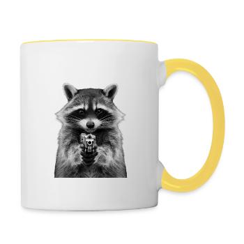 Meme Waschbär - Tasse zweifarbig - Weiß/Gelb - Rechts
