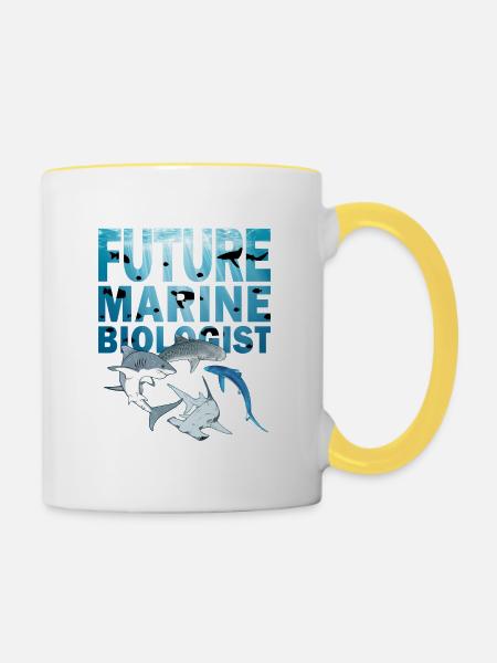 Future Marine Biologist Haiarten - Tasse zweifarbig - Weiß/Gelb
