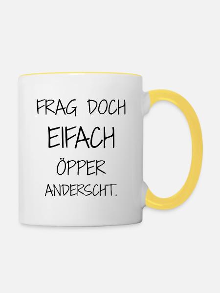 Statement-Design – Ironie für Mamas - Tasse zweifarbig - Weiß/Gelb