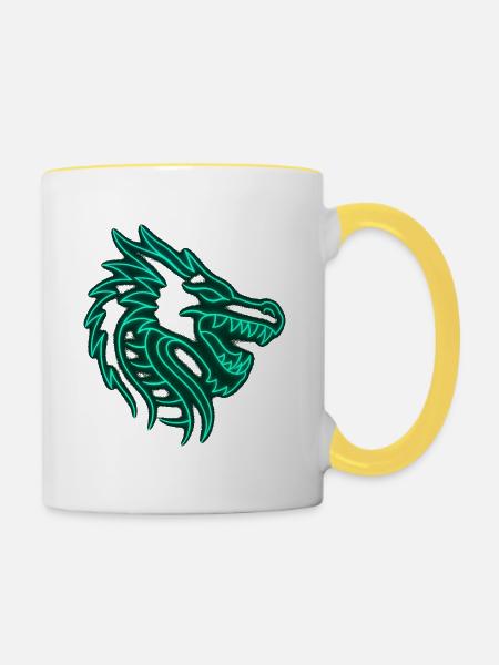 Neon Dragon Design - Tasse zweifarbig - Weiß/Gelb