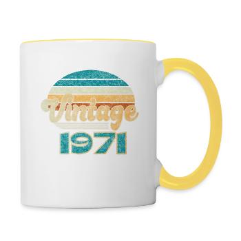 Birthday Vintage 1971 - Contrasting Mug - white/yellow - Right