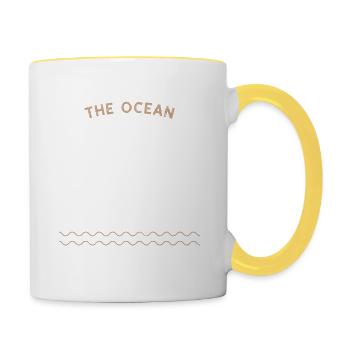 La mer appelle je vais apnée - Mug contrasté - blanc/jaune - Droite