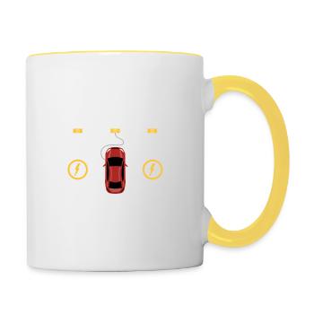 E-Auto Strom Energiewende Geschenk - Contrasting Mug - white/yellow - Right